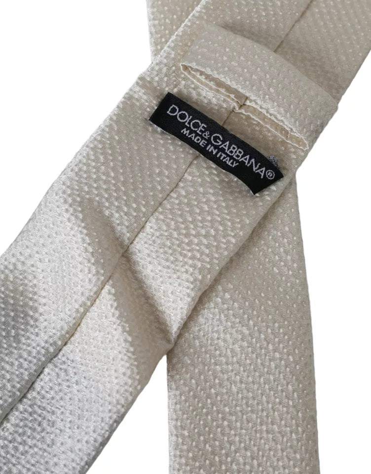 Corbata ajustable para hombre Dolce &amp; Gabbana en color blanco roto 100 % seda