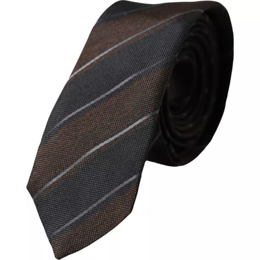 Corbata ajustable de seda con rayas marrones y negras de Dolce &amp; Gabbana