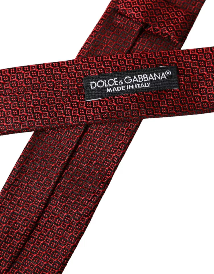 Corbata ajustable para hombre 100 % seda con estampado rojo de Dolce &amp; Gabbana