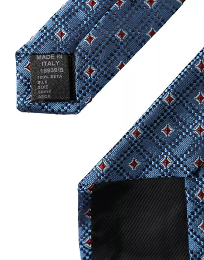 Corbata ajustable para hombre 100 % seda con estampado azul de Dolce &amp; Gabbana