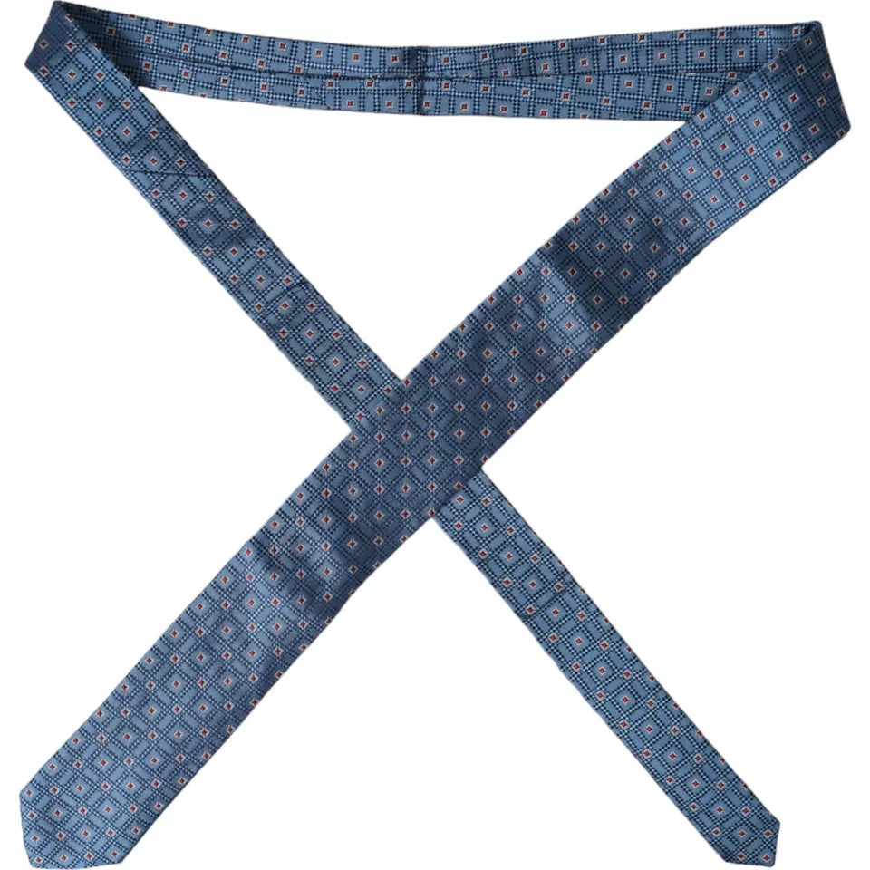 Corbata ajustable para hombre 100 % seda con estampado azul de Dolce &amp; Gabbana