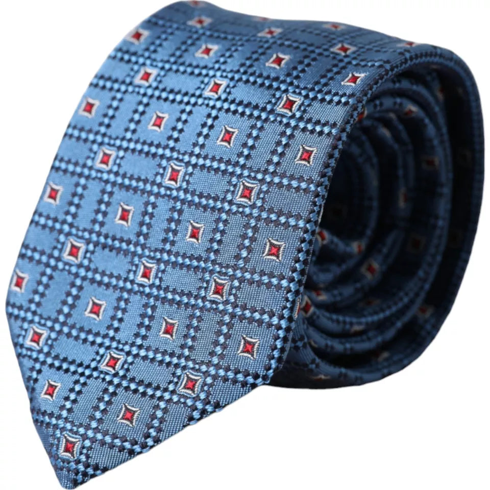 Corbata ajustable para hombre 100 % seda con estampado azul de Dolce &amp; Gabbana