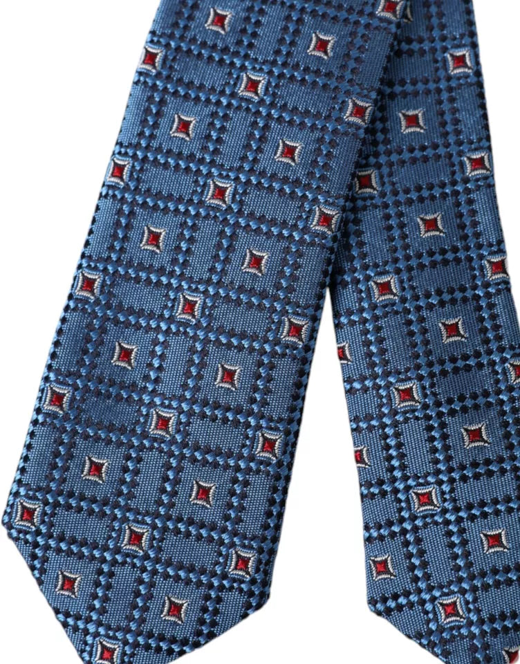 Corbata ajustable para hombre 100 % seda con estampado azul de Dolce &amp; Gabbana