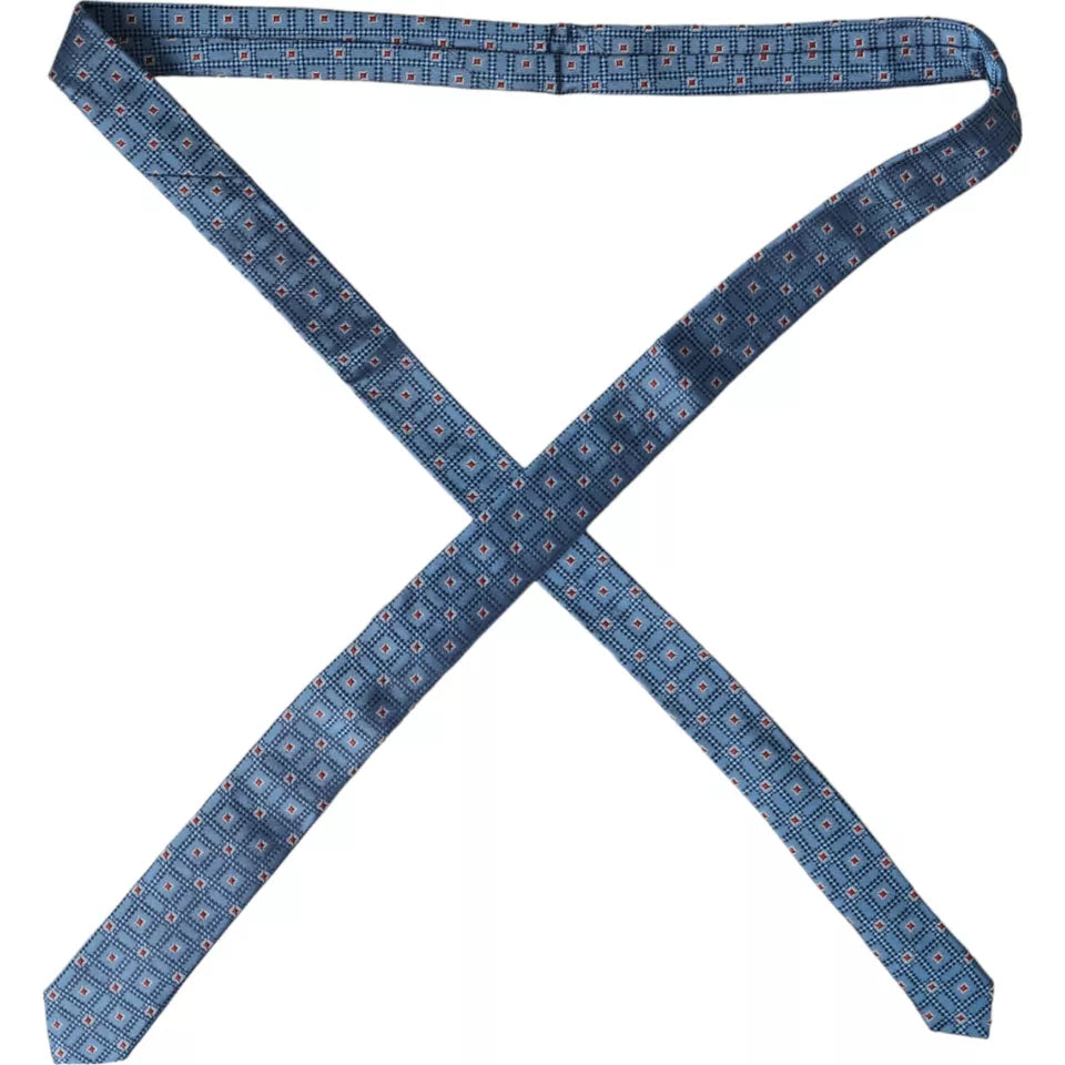 Corbata ajustable para hombre 100 % seda con estampado azul de Dolce &amp; Gabbana