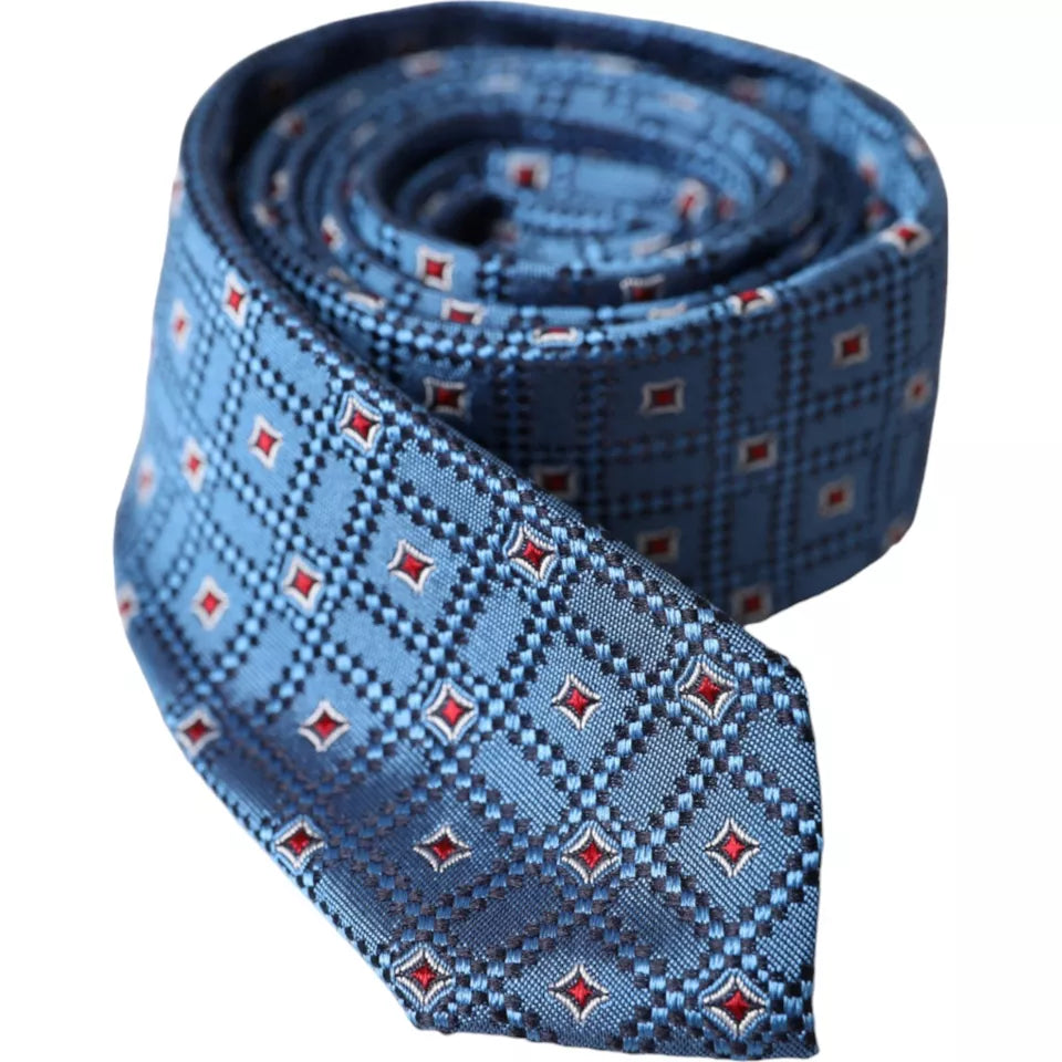 Corbata ajustable para hombre 100 % seda con estampado azul de Dolce &amp; Gabbana