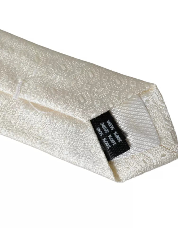 Corbata ajustable de seda con estampado en blanco roto para hombre de Dolce &amp; Gabbana