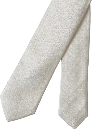 Corbata ajustable de seda con estampado en blanco roto para hombre de Dolce &amp; Gabbana