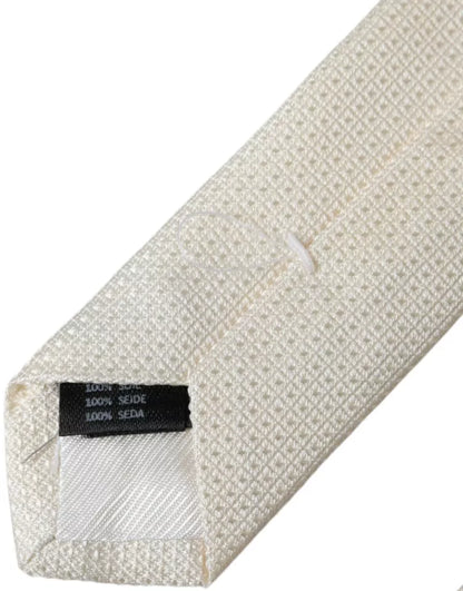 Dolce & Gabbana Off White Patterned Silk Classic Adjustable Tie