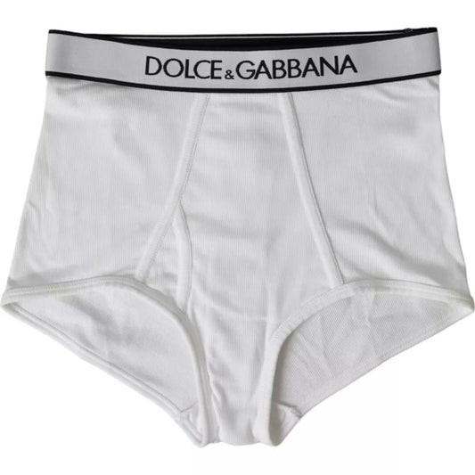 Ropa interior de algodón elástico blanco con logotipo de la marca Dolce &amp; Gabbana