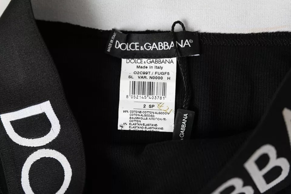 Ropa interior negra de algodón elástico con logotipo de la marca Dolce &amp; Gabbana