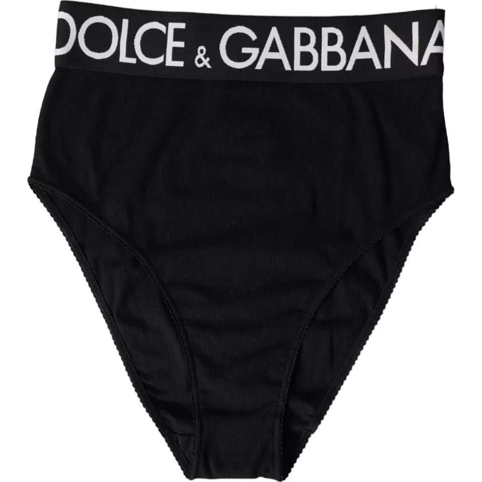 Ropa interior negra de algodón elástico con logotipo de la marca Dolce &amp; Gabbana