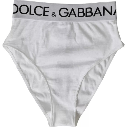 Ropa interior de algodón elástico blanco con logotipo de la marca Dolce &amp; Gabbana