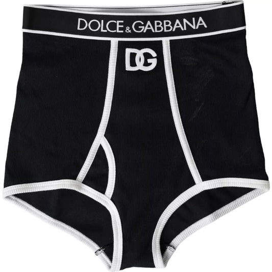 Ropa interior negra de algodón elástico con logotipo de la marca Dolce &amp; Gabbana