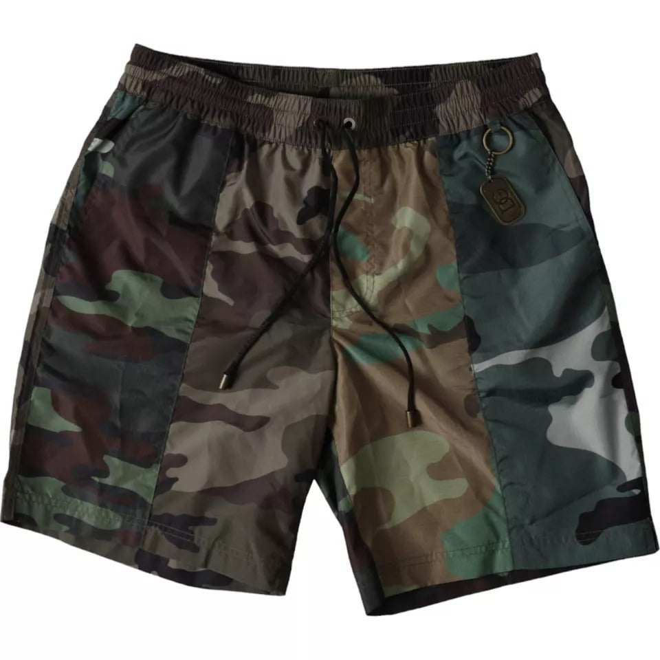 Dolce & Gabbana Multicolor Camouflage Patchwork Beachwear Shorts Swimwear