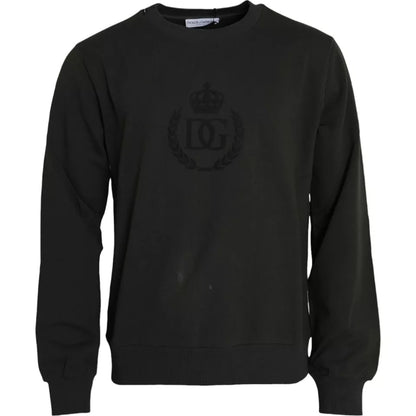 Dolce & Gabbana Green Logo Cotton Crew Neck Pullover Sweater