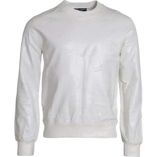 Sudadera con cuello redondo de algodón blanco de Dolce &amp; Gabbana