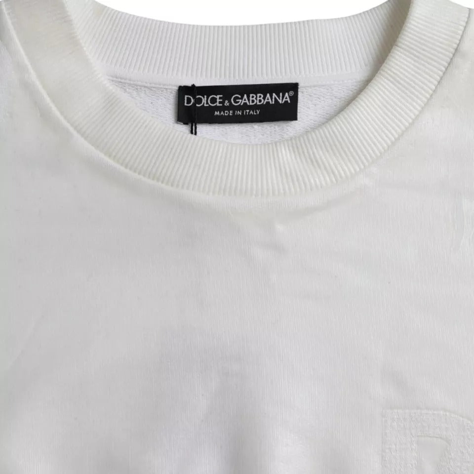 Sudadera con cuello redondo de algodón blanco de Dolce &amp; Gabbana