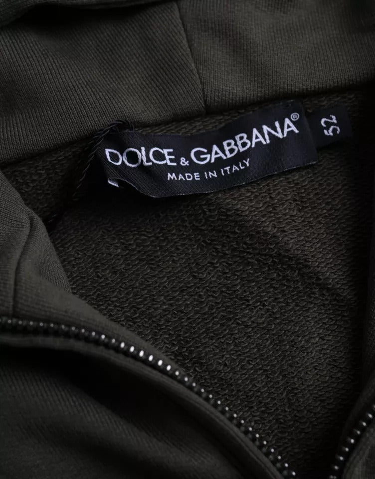 Suéter con capucha y cremallera completa con logotipo verde militar de Dolce &amp; Gabbana