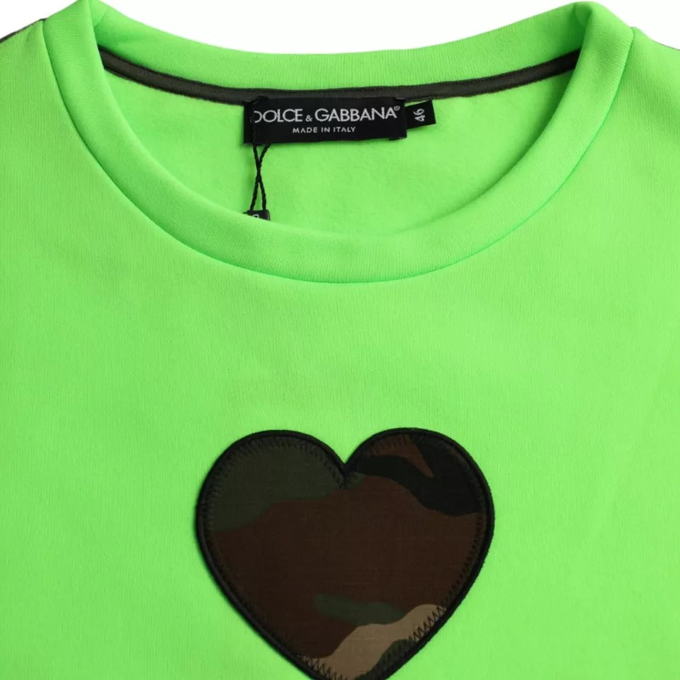 Suéter de cuello redondo con corazón y parches verdes de Dolce &amp; Gabbana