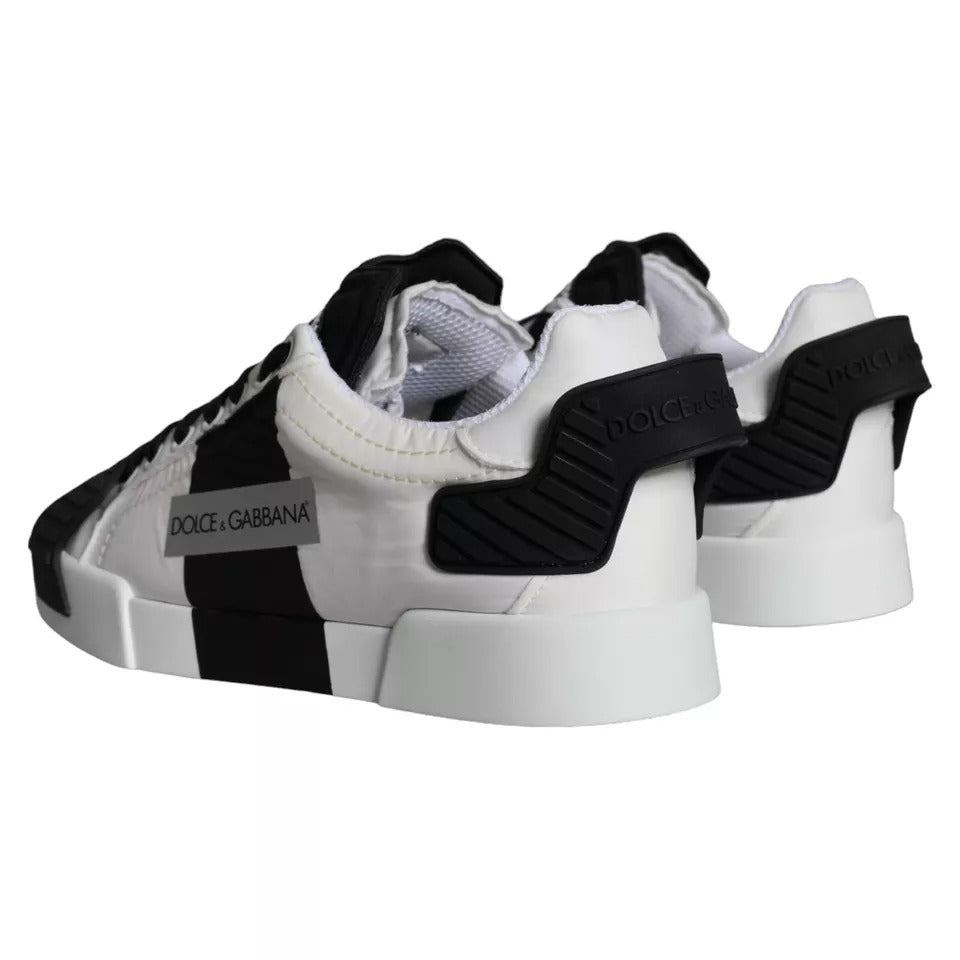 Zapatillas deportivas bajas de cuero negro y blanco de Dolce &amp; Gabbana para mujer