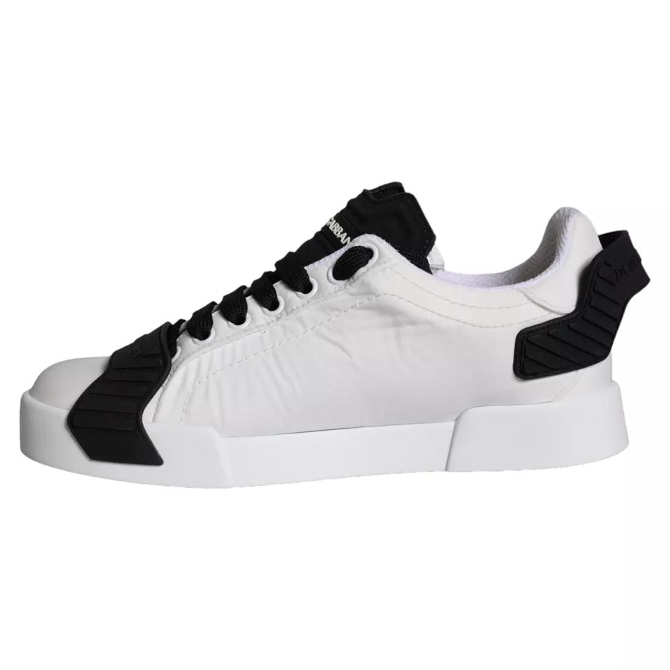 Zapatillas deportivas bajas de cuero negro y blanco de Dolce &amp; Gabbana para mujer