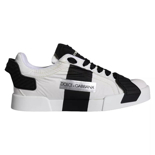 Zapatillas deportivas bajas de cuero negro y blanco de Dolce &amp; Gabbana para mujer