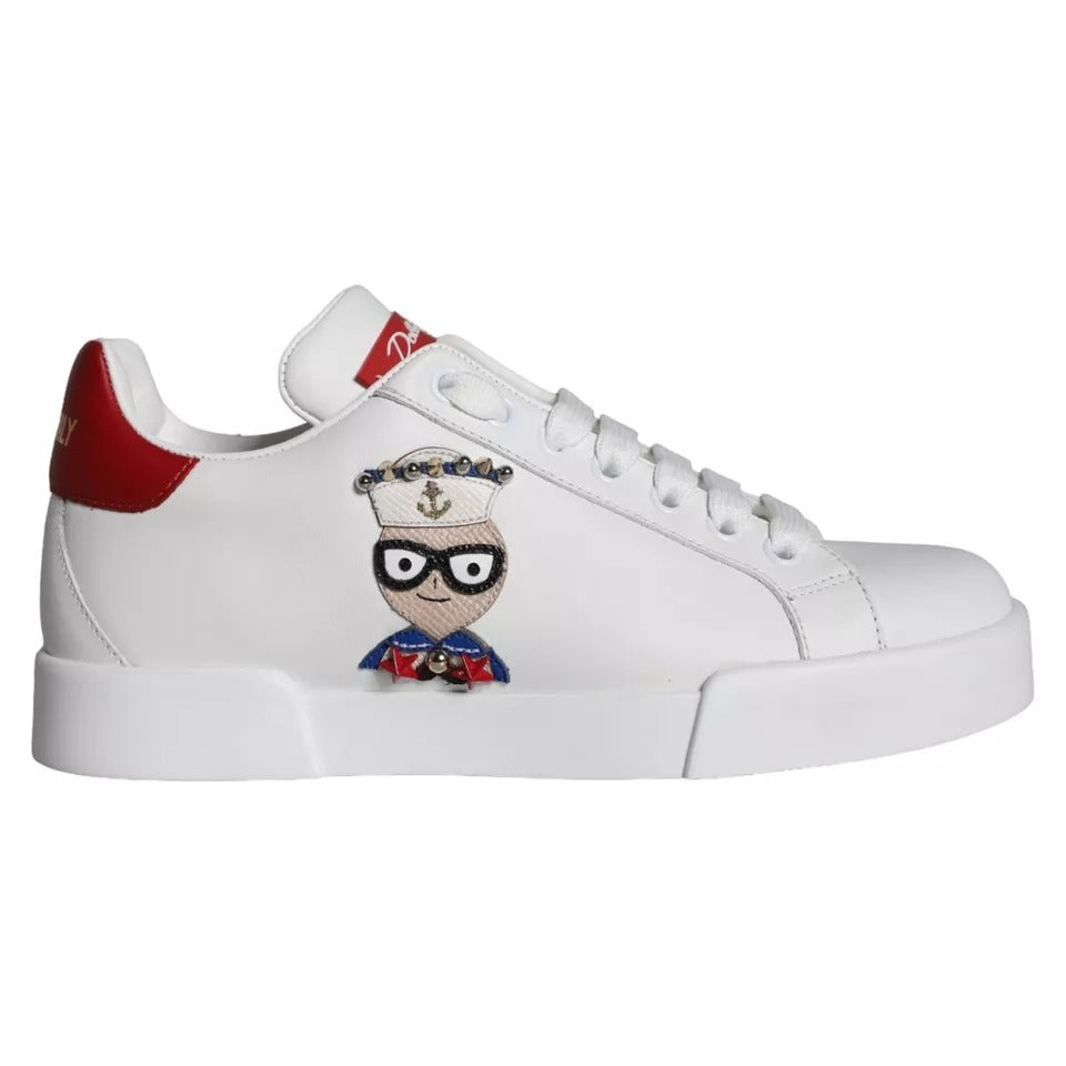 Zapatillas de deporte Dolce &amp; Gabbana de piel de becerro napa Portofino con parche blanco