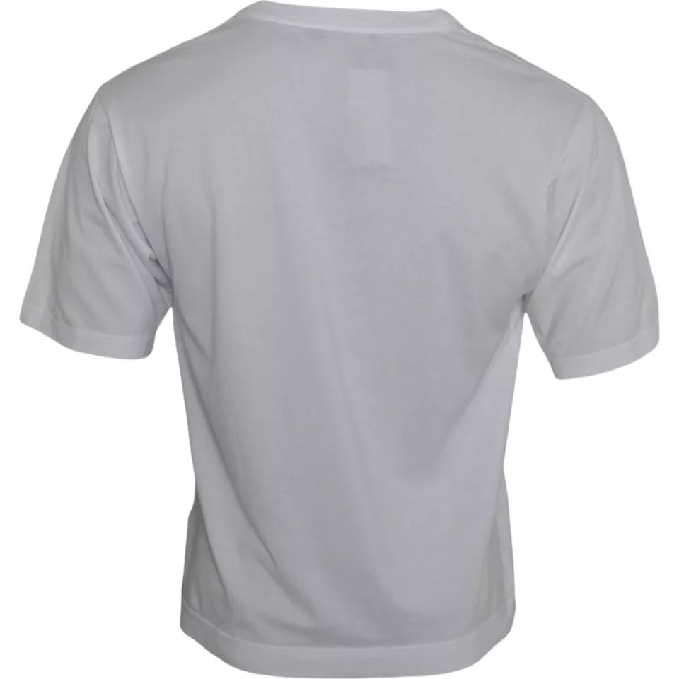 Dolce & Gabbana White Cotton DG Applique Men Casual T-shirt