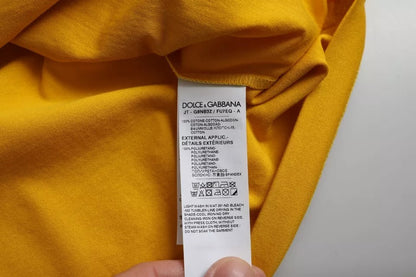 Camiseta de cuello redondo de algodón con logotipo en amarillo oscuro de Dolce &amp; Gabbana