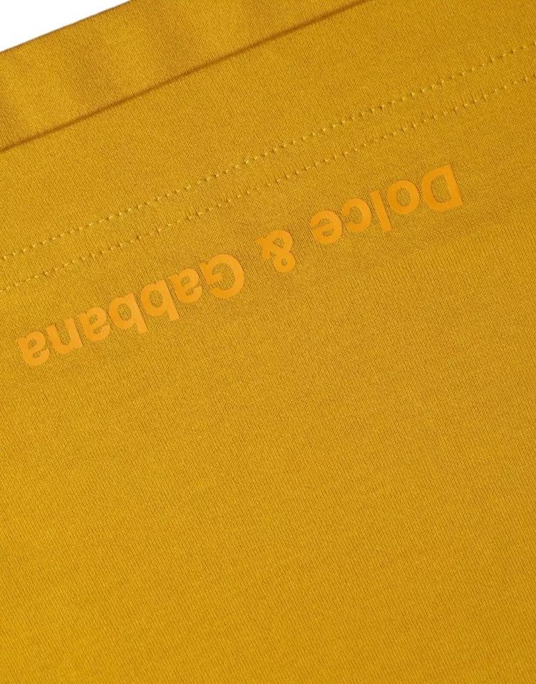 Camiseta de cuello redondo de algodón con logotipo en amarillo oscuro de Dolce &amp; Gabbana