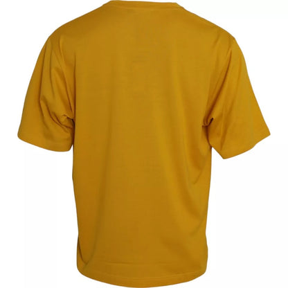 Camiseta de cuello redondo de algodón con logotipo en amarillo oscuro de Dolce &amp; Gabbana