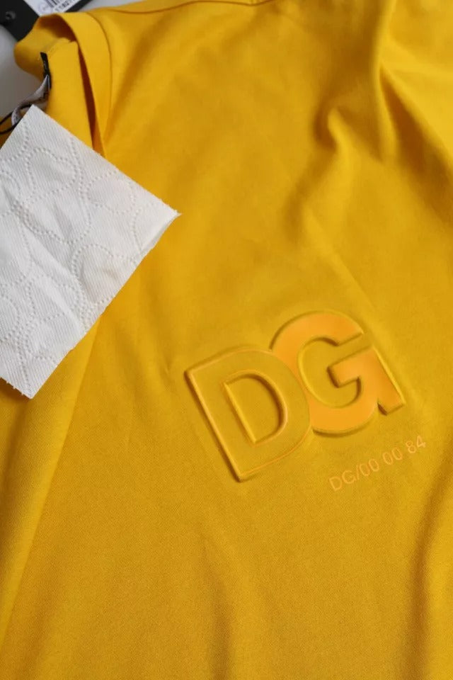 Camiseta de cuello redondo de algodón con logotipo en amarillo oscuro de Dolce &amp; Gabbana