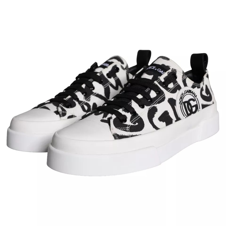 Zapatillas bajas de lona en blanco y negro de Dolce &amp; Gabbana para hombre