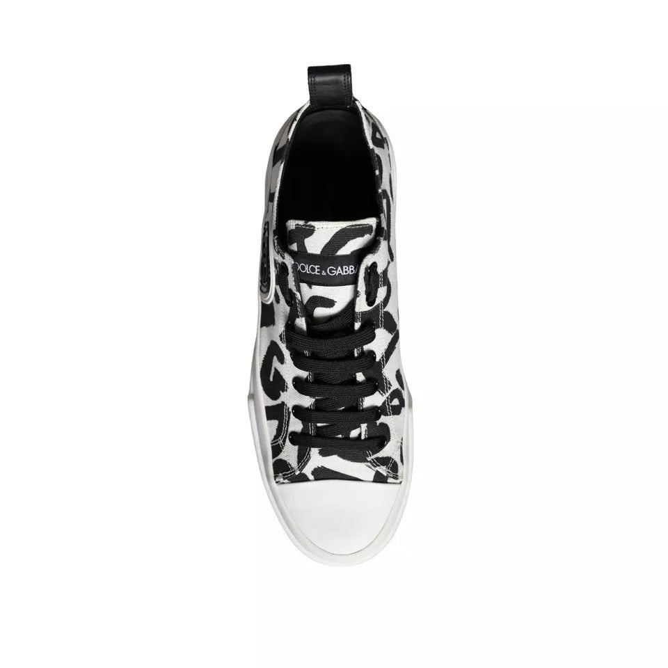 Zapatillas bajas de lona en blanco y negro de Dolce &amp; Gabbana para hombre