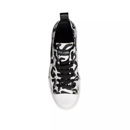 Zapatillas bajas de lona en blanco y negro de Dolce &amp; Gabbana para hombre