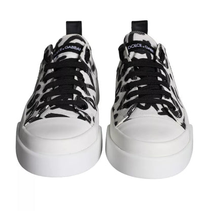 Zapatillas bajas de lona en blanco y negro de Dolce &amp; Gabbana para hombre