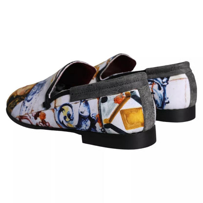 Dolce & Gabbana Multicolor Madonna Majolica Amalfi Men Loafers Shoes