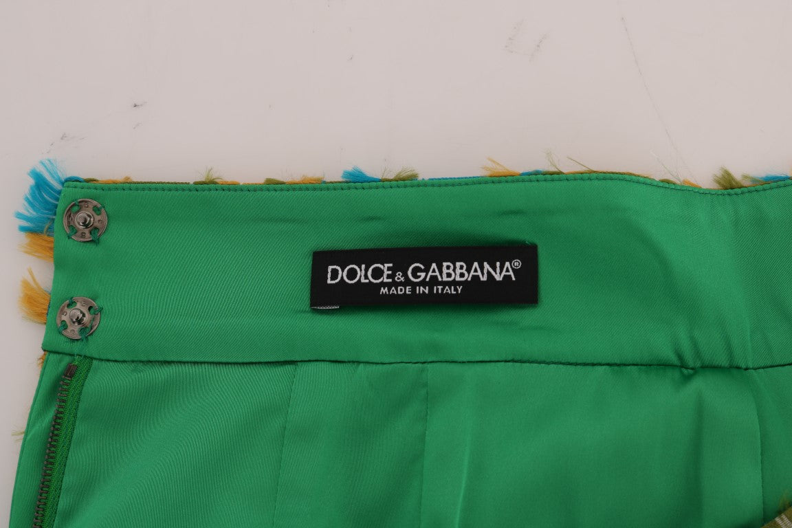 Dolce & Gabbana Elegant Green Jacquard High Waist Skirt