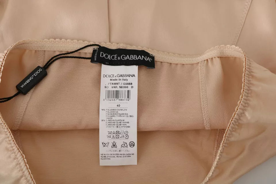 Ropa interior elástica con logo de flores en beige de Dolce &amp; Gabbana