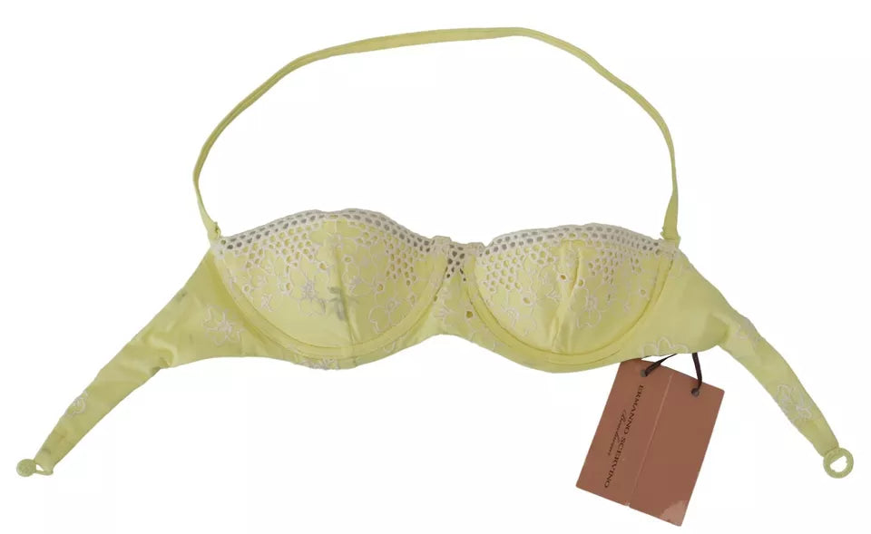 Ermanno Scervino Bañador balconette con cuello halter y estampado floral amarillo