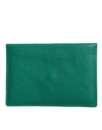 Dolce & Gabbana Green Leather Handbag Clutch Mini Purse Pouch Tablet Case