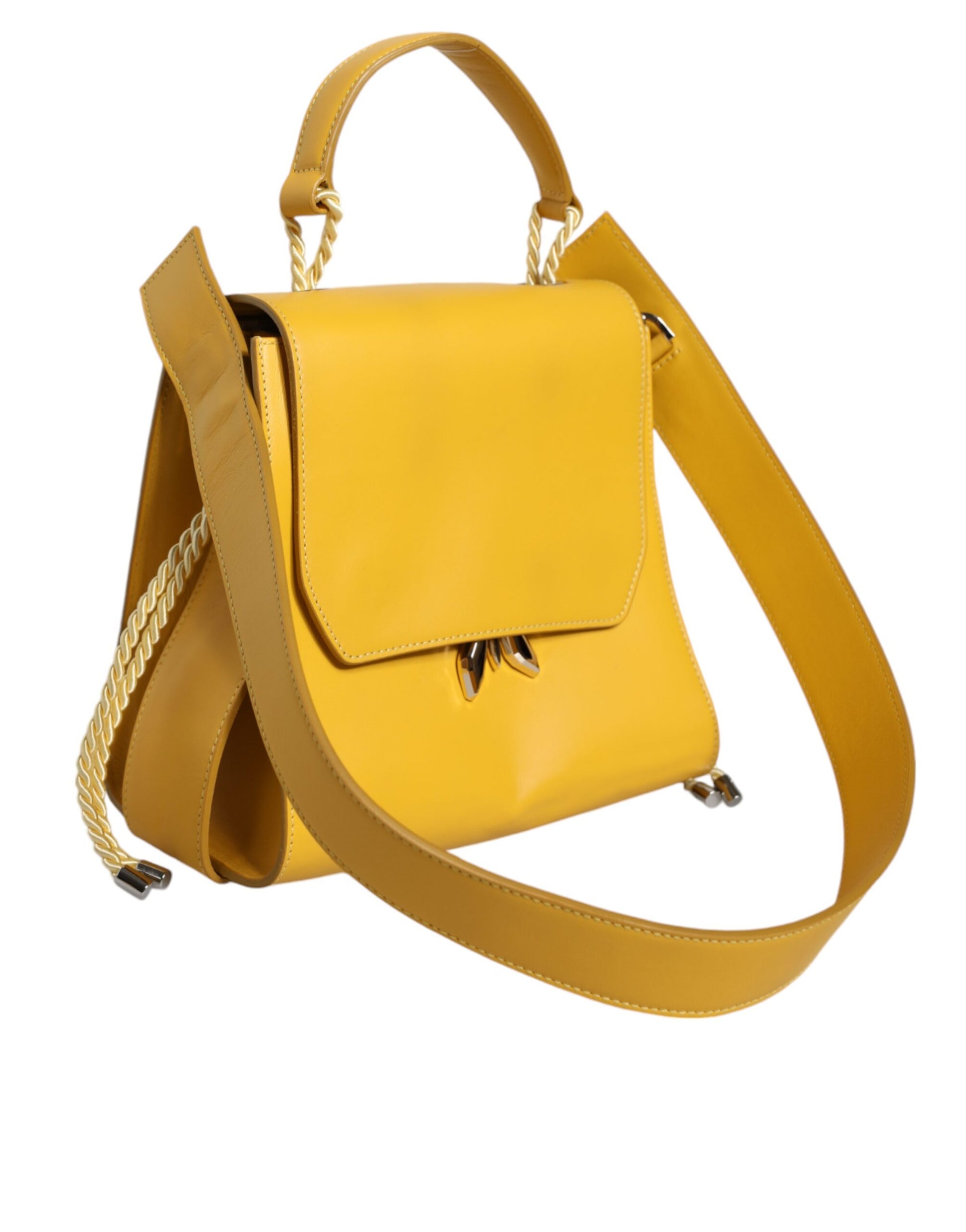 Patrizia Pepe Yellow Leather Shoulder Strap Top Handle Bag