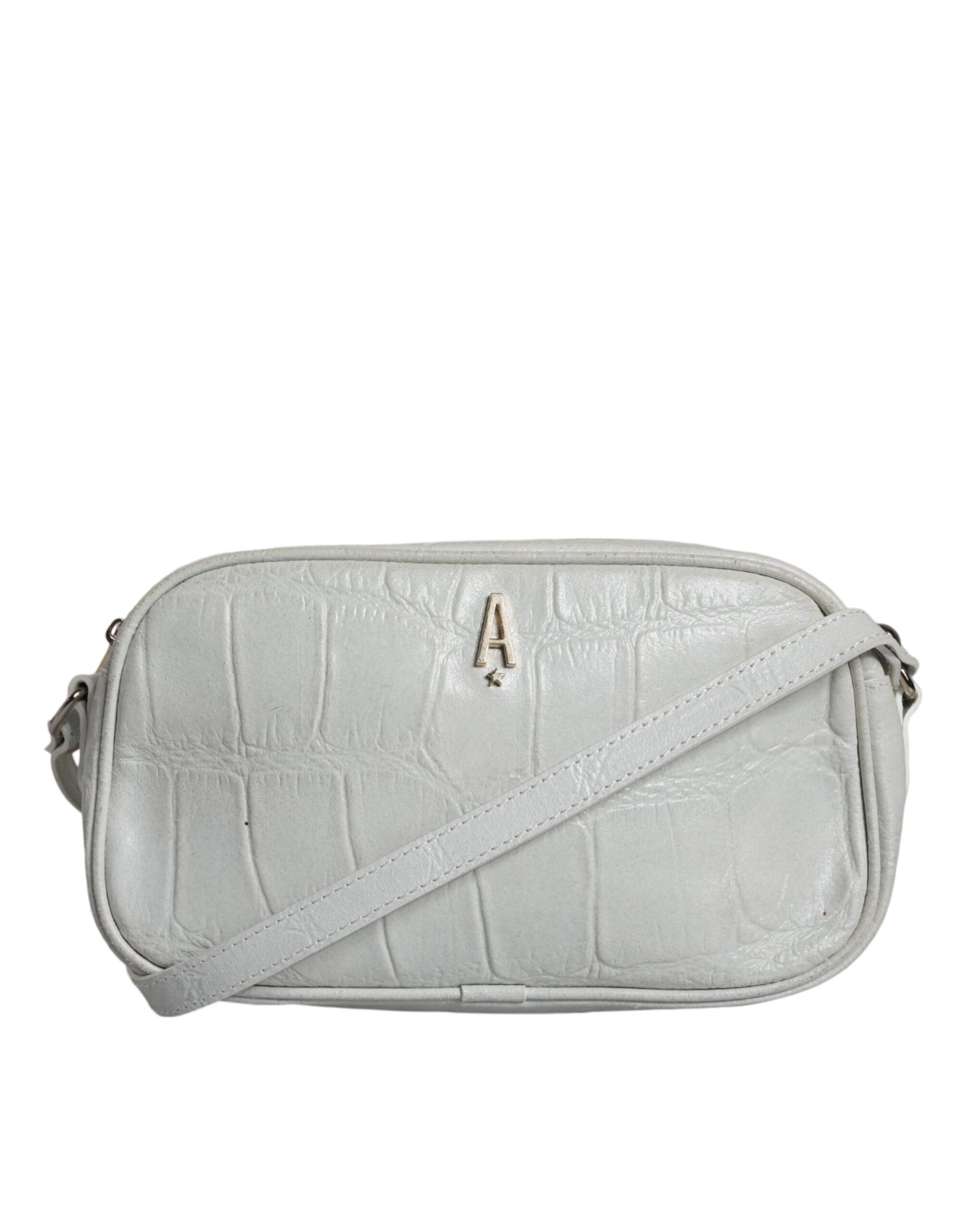 Aniye By White Croc Print Leather Crossbody Sling Bag