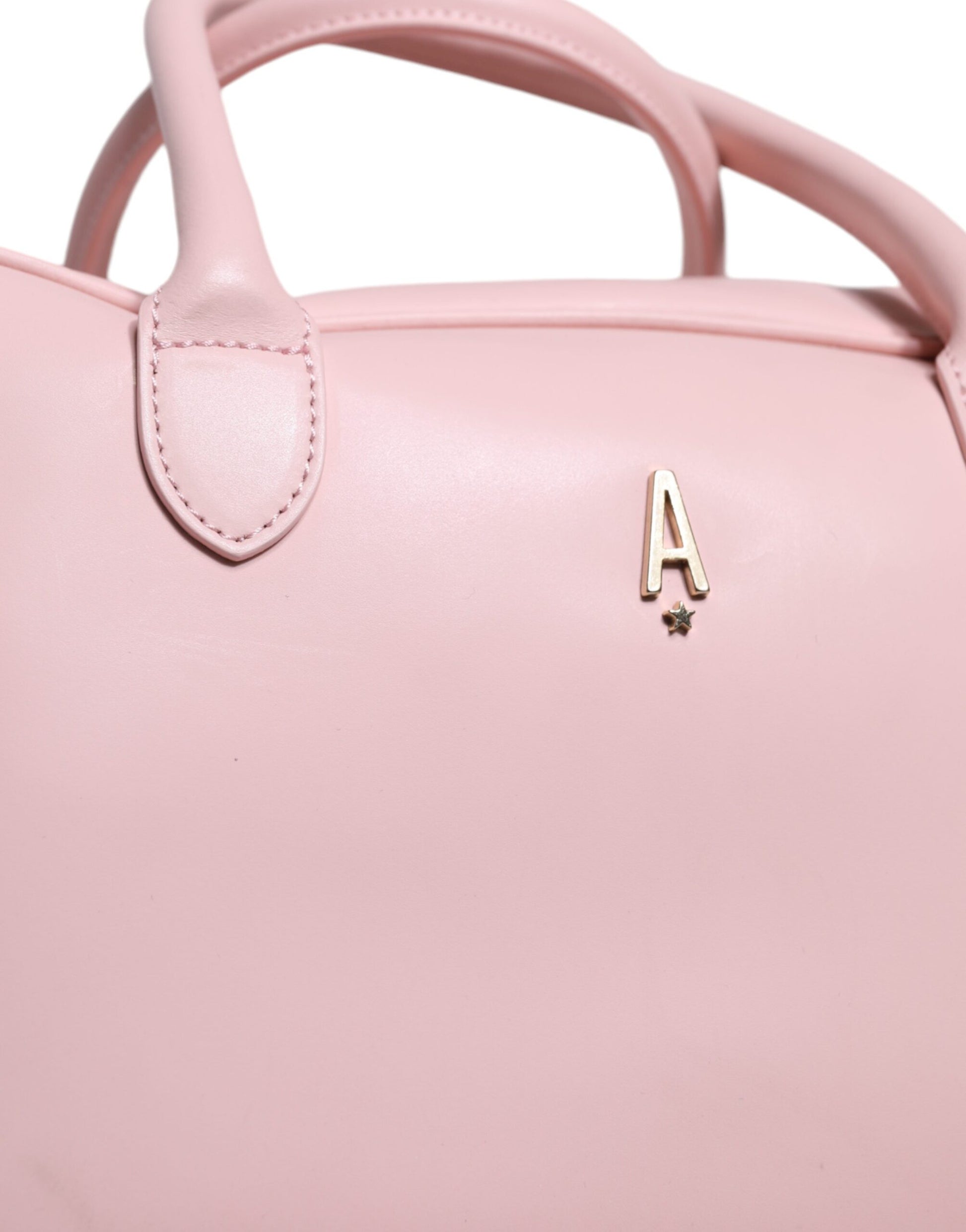 Aniye By Pink Leather Logo Top Handle Duffel Handbag Women Bag