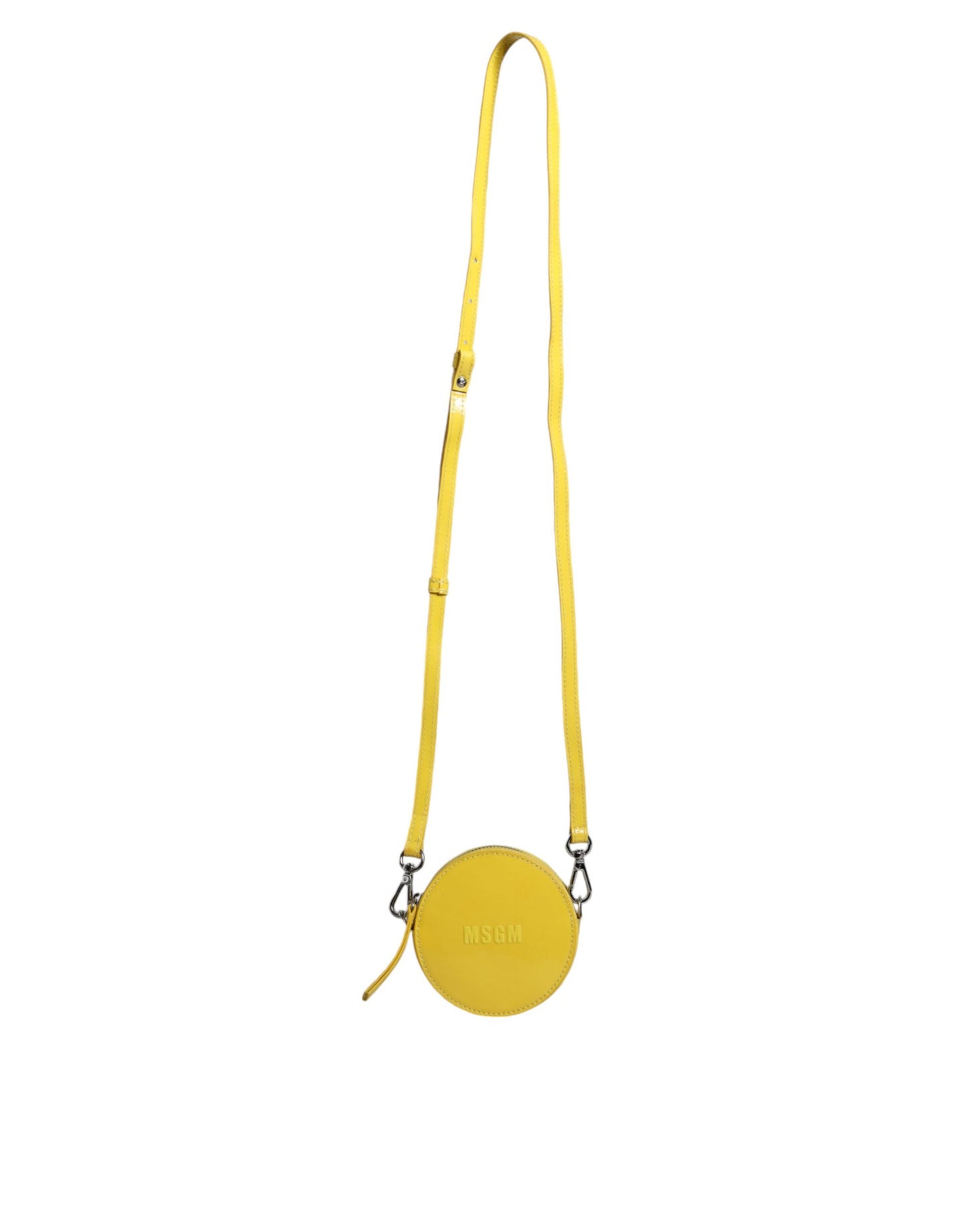 MSGM Yellow Leather Logo Crossbody Sling Shoulder Round Bag