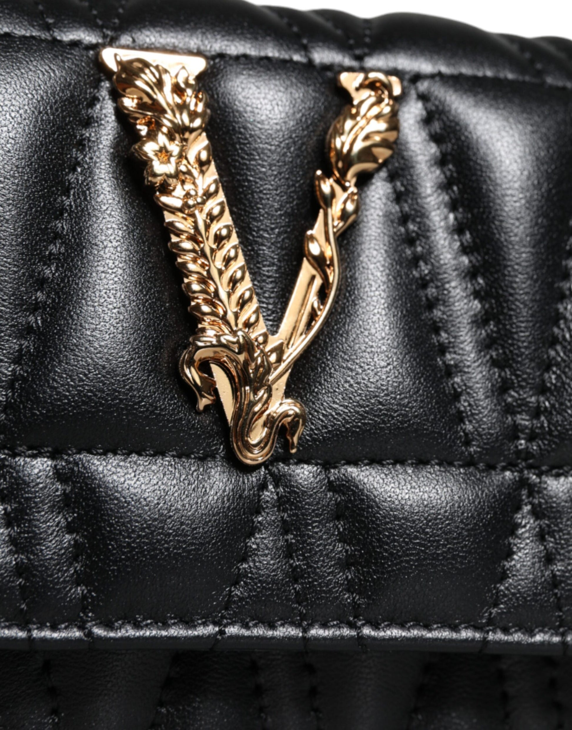 Versace Black Mini Nappa Leather Crossbody Shoulder Bag