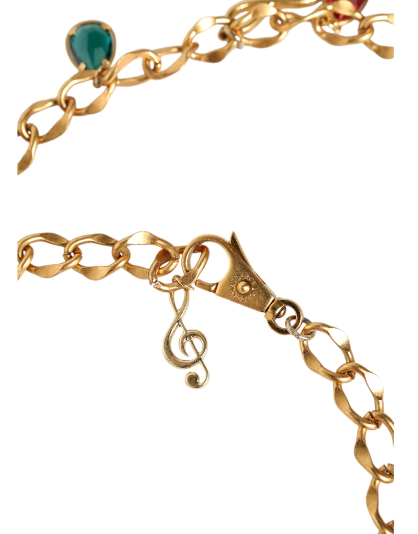 Dolce & Gabbana Gold Tone Brass Fruity Crystal Embellished Waist Chain Belt