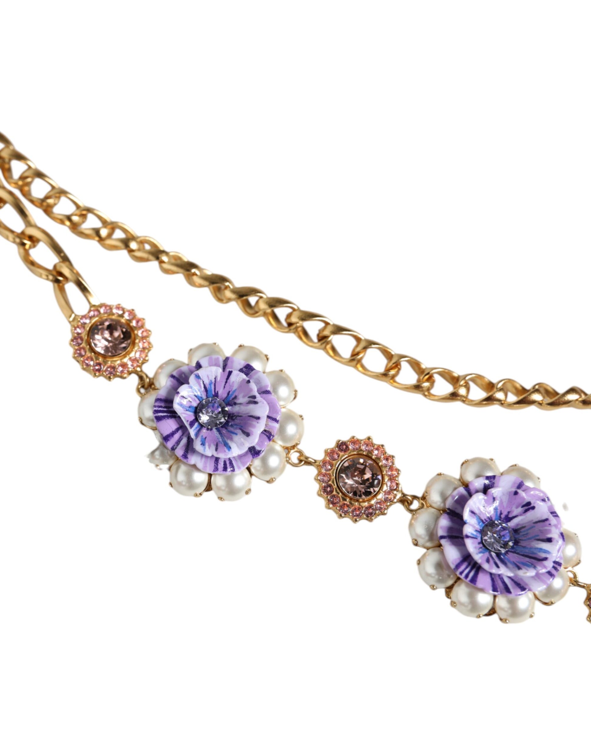 Collar en capas adornado con cristales florales en tono dorado de Dolce &amp; Gabbana