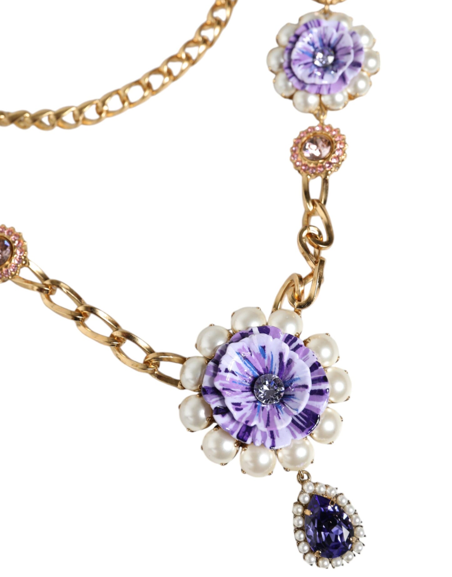 Collar en capas adornado con cristales florales en tono dorado de Dolce &amp; Gabbana