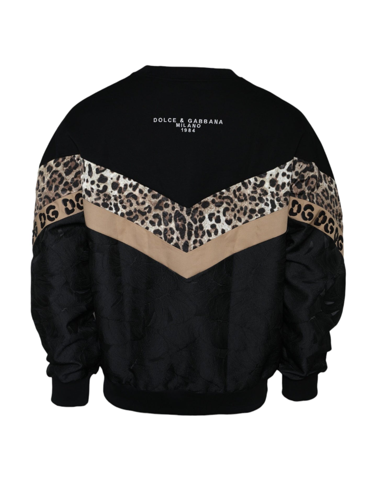 Sudadera con cuello redondo y estampado de leopardo en color negro de Dolce &amp; Gabbana